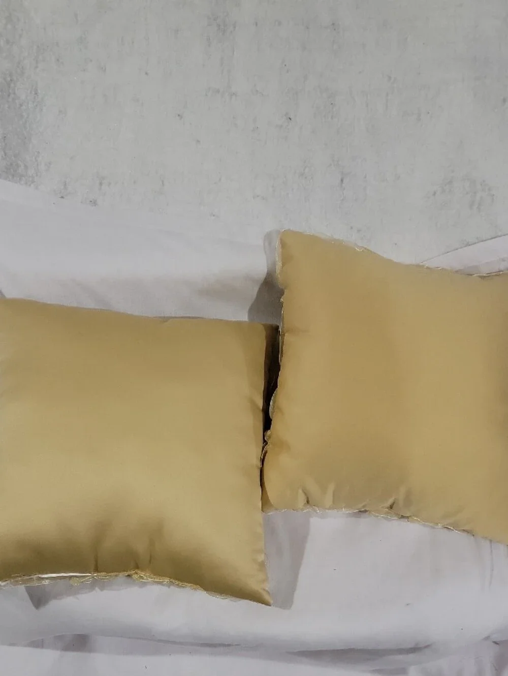 Decorative Ruffled Throw Pillow Pair in Light Gold - Unbranded